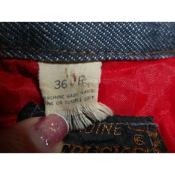 Vtg Size 36R Roebucks red quilted lining Blue Denim Jacket Trucker 1950s/60s - Picture 3 of 6